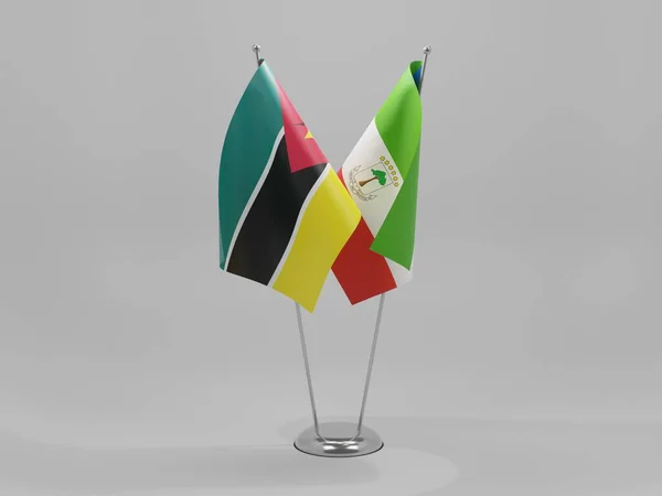 Guinea Equatoriale Bandiere Cooperazione Del Mozambico Sfondo Bianco Render — Foto Stock