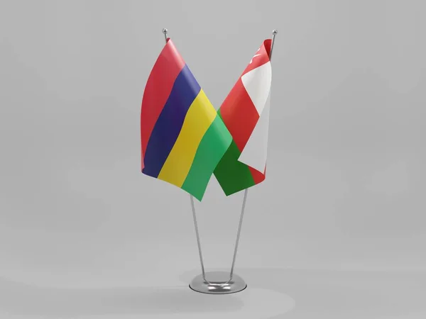 Oman Mauritius Flaggor För Samarbete Vit Bakgrund Render — Stockfoto