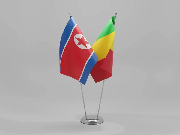 Mali North Korea Cooperation Flags White Background Render — стокове фото