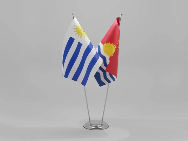 Kiribati Uruguay Şbirliği Bayrakları Beyaz Arkaplan Render — Stok fotoğraf