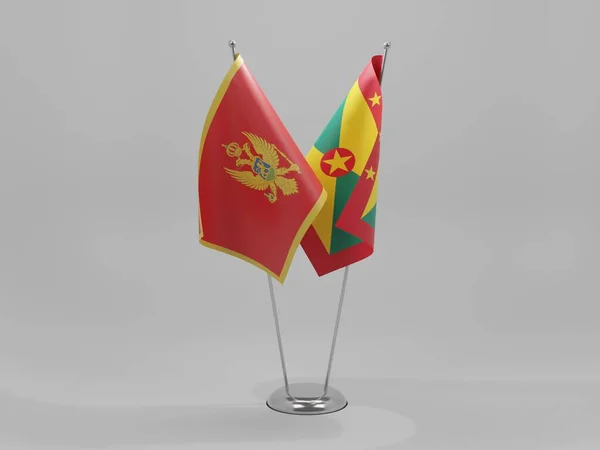 Granada Bandeiras Cooperação Montenegro Fundo Branco Render — Fotografia de Stock