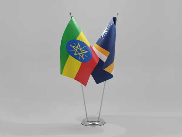 Marshallöarna Flaggor För Samarbete Etiopien Vit Bakgrund Render — Stockfoto