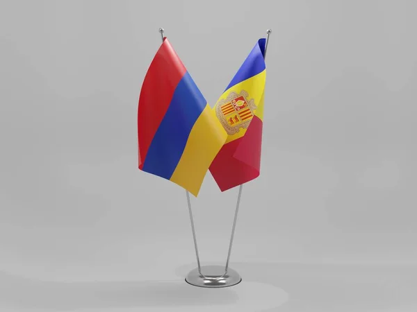 Andorra Arménie Spolupráce Vlajky Bílé Pozadí Render — Stock fotografie