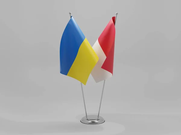 Indonesia Ukraine Cooperation Flags White Background Render — стокове фото