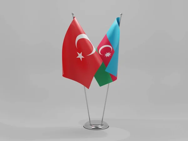 Azerbaïdjan Turquie Drapeaux Coopération Fond Blanc Render — Photo