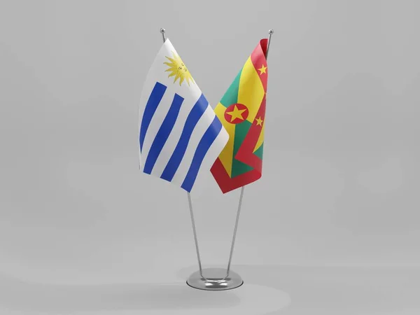 Grenada Uruguay Cooperation Flags White Background Render — 스톡 사진
