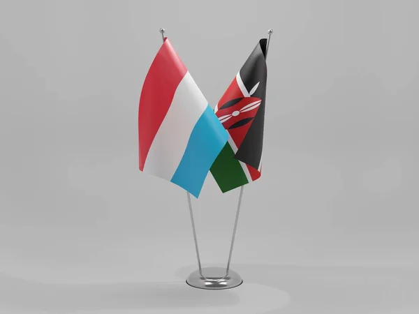 肯尼亚 卢森堡合作旗 白色背景 3D渲染 — 图库照片