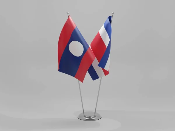 Costa Rica Laos Kooperationsfahnen Weißer Hintergrund Render — Stockfoto
