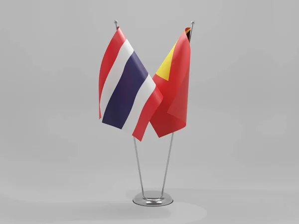 东帝汶 泰国合作旗 白色背景 3D渲染 — 图库照片