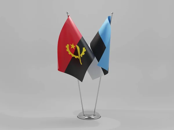 Estonia Angola Banderas Cooperación Fondo Blanco Render —  Fotos de Stock
