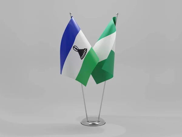 Nigeria Banderas Cooperación Lesotho Fondo Blanco Render — Foto de Stock