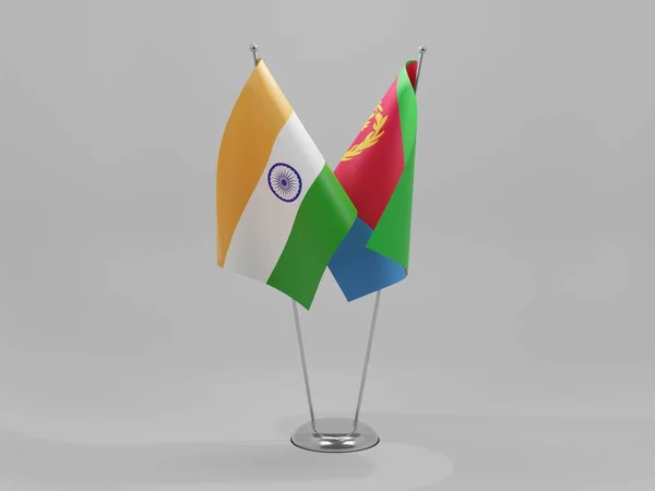 Eritrea Banderas Cooperación India Fondo Blanco Render — Foto de Stock