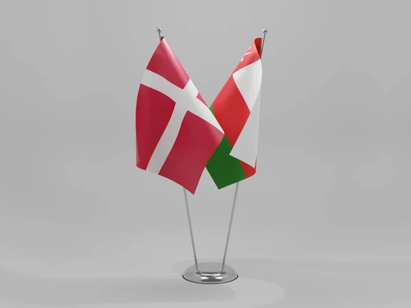 Oman Danemark Drapeaux Coopération Fond Blanc Render — Photo