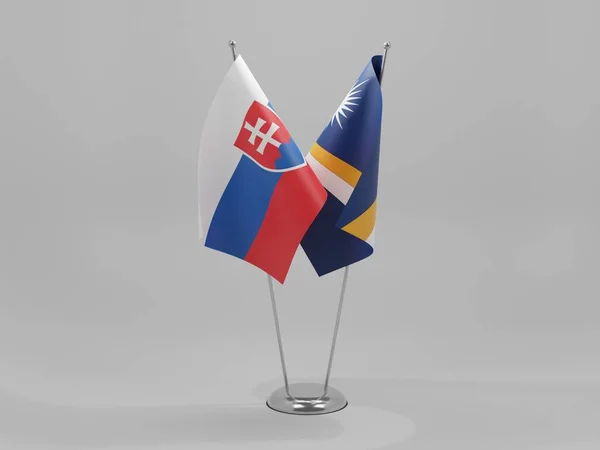 马绍尔群岛 斯洛伐克合作旗 白色背景 3D渲染 — 图库照片