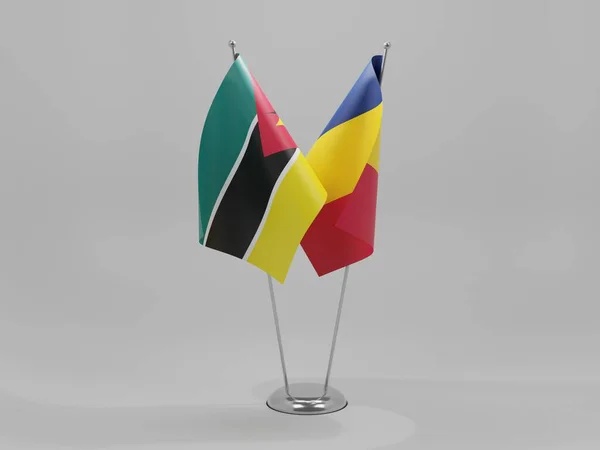 Chade Moçambique Bandeiras Cooperação Fundo Branco Render — Fotografia de Stock