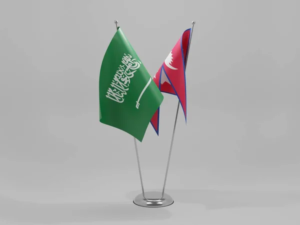 Σημαίες Συνεργασίας Νεπάλ Σαουδική Αραβία Λευκό Φόντο Render — Φωτογραφία Αρχείου