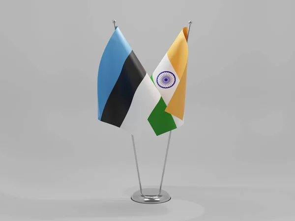 Banderas Cooperación India Estonia Fondo Blanco Render — Foto de Stock