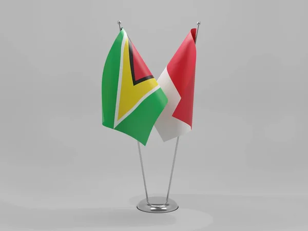 摩纳哥 圭亚那合作旗 白色背景 3D渲染 — 图库照片