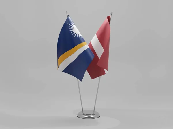 Latvia Marshall Islands Cooperation Flags White Background Render — Stock Photo, Image