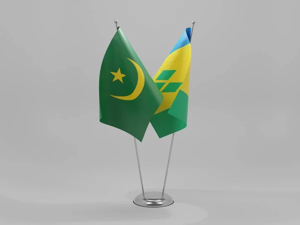 Saint Vincent Grenadyny Flagi Współpracy Mauretanii Białe Tło Render — Zdjęcie stockowe