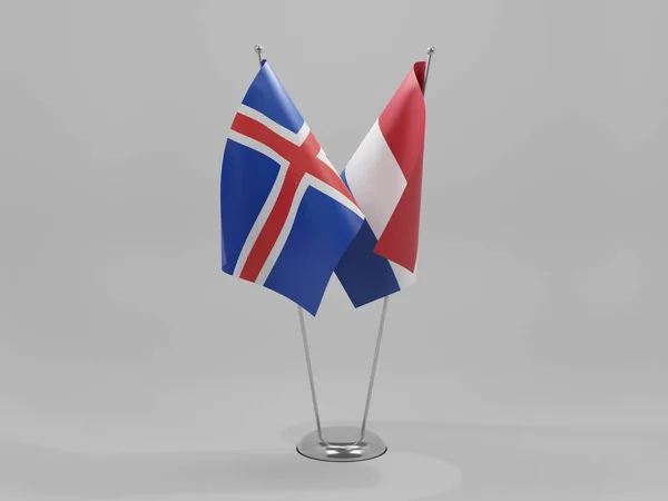 Países Bajos Islandia Banderas Cooperación Fondo Blanco Render — Foto de Stock