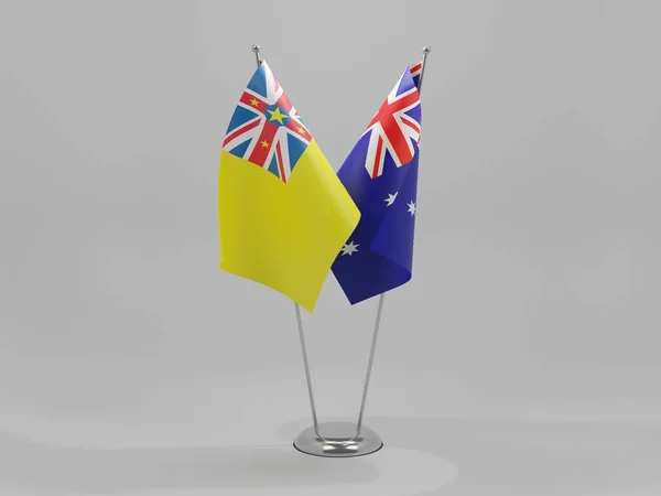 Austrálie Niue Cooperation Flags Bílé Pozadí Render — Stock fotografie