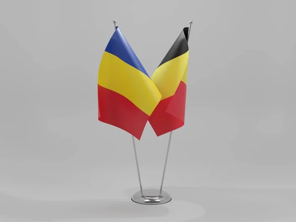 Flagi Współpracy Belgia Rumunia Białe Tło Render — Zdjęcie stockowe