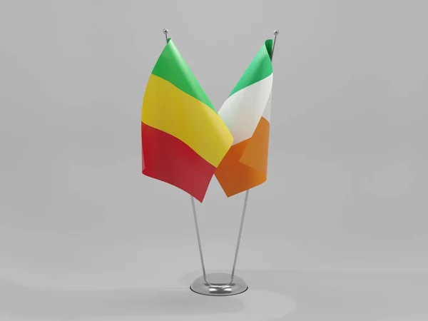 Ирландия Мали Флаги Сотрудничества Белый Фон Рендер — стоковое фото