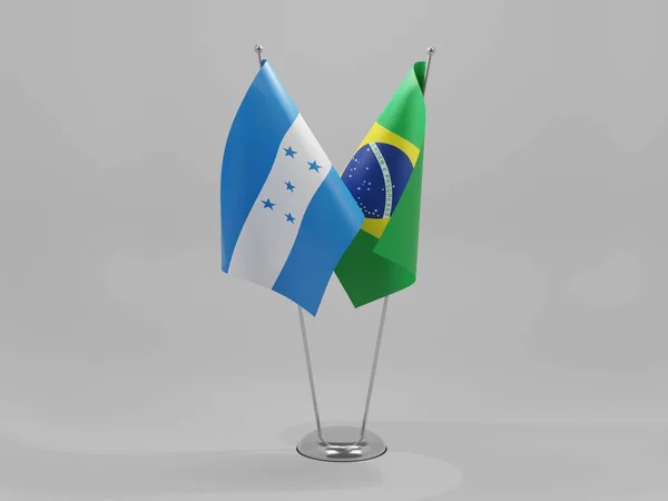 Brasil Bandeiras Cooperação Honduras Fundo Branco Render — Fotografia de Stock