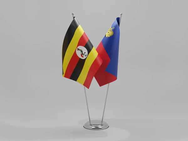 Liechtenstein Uganda Cooperation Flags White Background Render — Stock Photo, Image