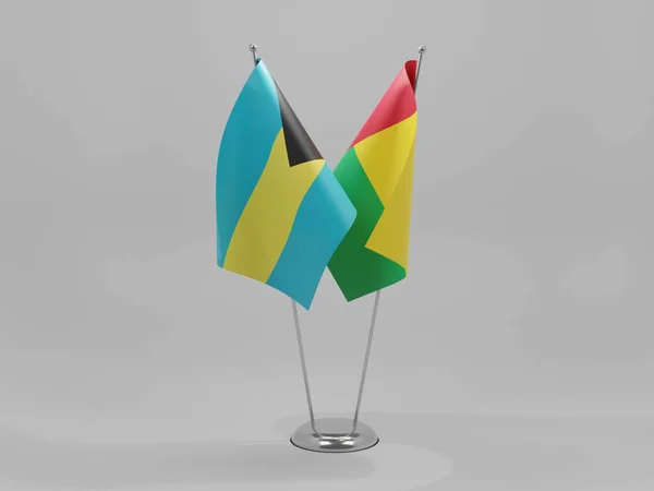 Guinea Bissau Banderas Cooperación Bahamas Fondo Blanco Render —  Fotos de Stock
