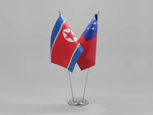 Samoa Nordkoreanische Flaggen Weißer Hintergrund Render — Stockfoto