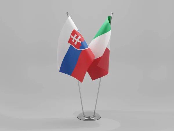 Italy Slovakia Cooperation Flags White Background Render — Stock Photo, Image