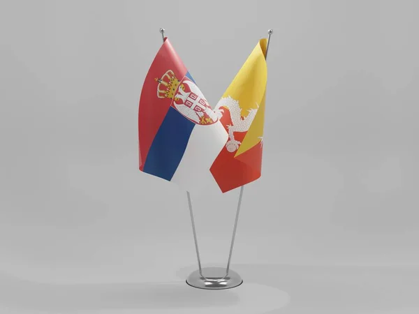 Bhutan Serbia Cooperation Flags White Background Render — Stock Photo, Image