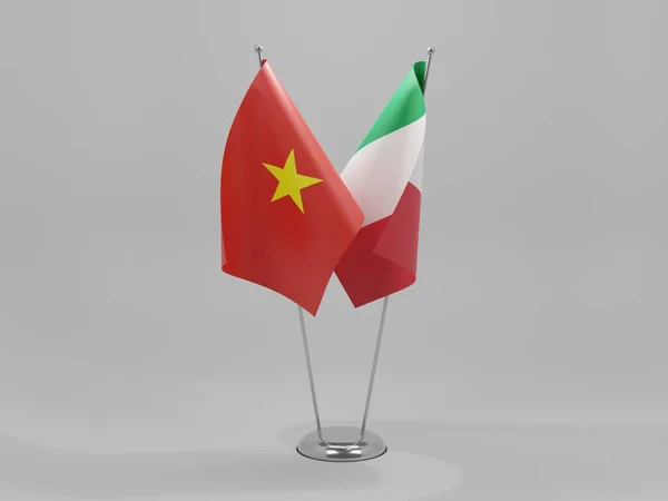 意大利 越南合作旗帜 白色背景 3D渲染 — 图库照片
