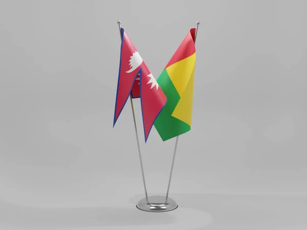 Guiné Bissau Bandeiras Cooperação Nepal Fundo Branco Render — Fotografia de Stock