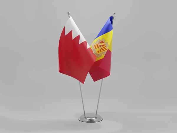 Andorra Banderas Cooperación Bahréin Fondo Blanco Render — Foto de Stock