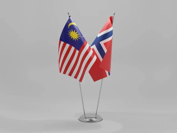 Norwegian Malaysia Cooperation Flags White Background Render — 스톡 사진