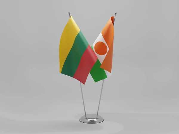 Niger Litvánia Együttműködési Zászlók Fehér Háttér Render — Stock Fotó