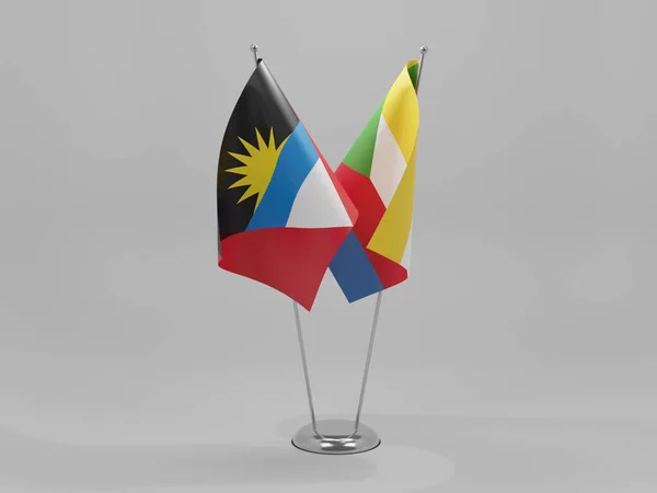 Comores Bandeiras Cooperação Antígua Barbuda Fundo Branco Render — Fotografia de Stock