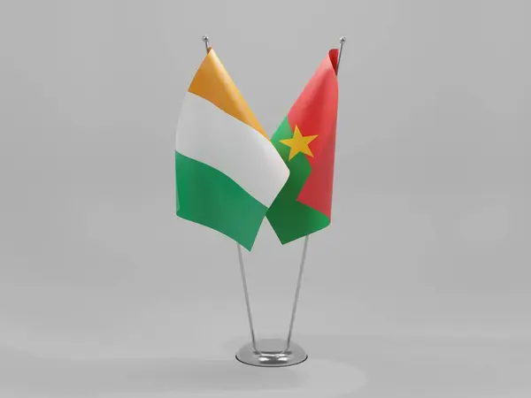 Burkina Faso Σημαίες Συνεργασίας Ακτής Ελεφαντοστού Λευκό Φόντο Render — Φωτογραφία Αρχείου