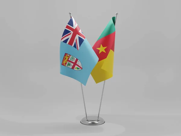 Camerún Banderas Cooperación Fiyi Fondo Blanco Render — Foto de Stock
