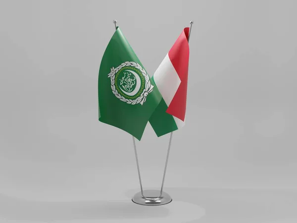 Ουγγαρία Συνεργασίες Αραβικού Συνδέσμου Σημαίες Λευκό Φόντο Render — Φωτογραφία Αρχείου