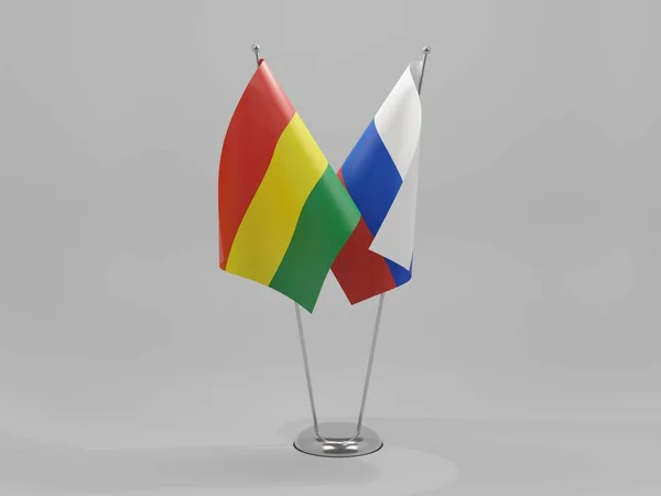 Banderas Cooperación Entre Rusia Bolivia Fondo Blanco Render — Foto de Stock