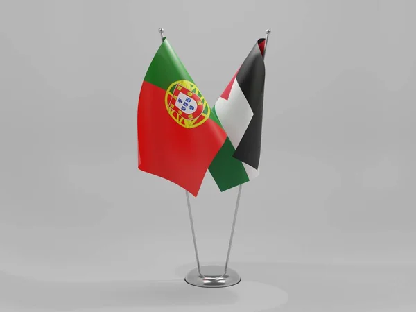 パレスチナ ポルトガル協力旗 白の背景 3Dレンダリング — ストック写真