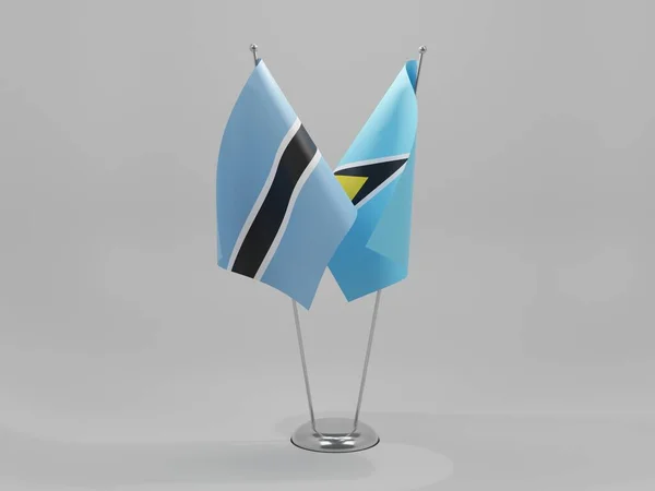 Saint Lucia Botswana Samarbete Flaggor Vit Bakgrund Render — Stockfoto