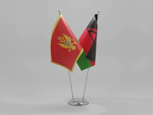 Banderas Cooperación Malawi Montenegro Fondo Blanco Render —  Fotos de Stock