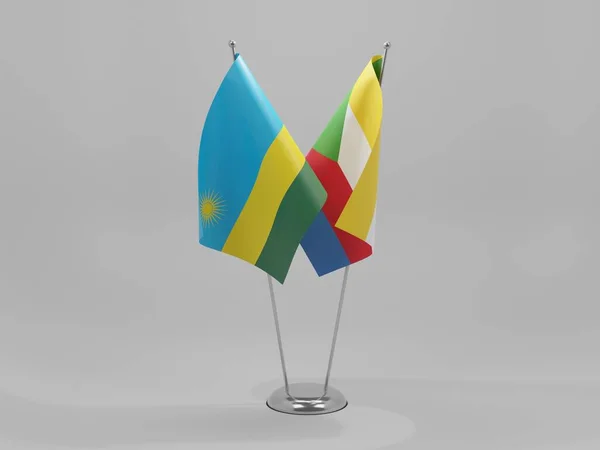 Comores Drapeaux Coopération Rwanda Fond Blanc Render — Photo