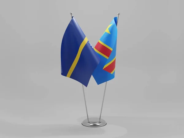 Congo Democratic Republic Nauru Cooperation Flags White Background Render — Stock Photo, Image