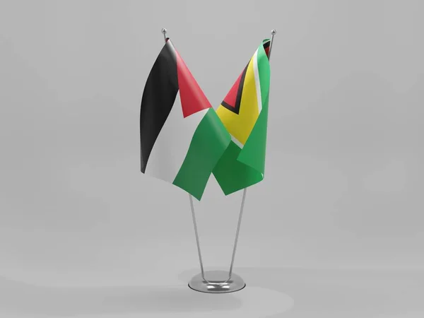 Gujana Jordania Flagi Współpracy Białe Tło Render — Zdjęcie stockowe